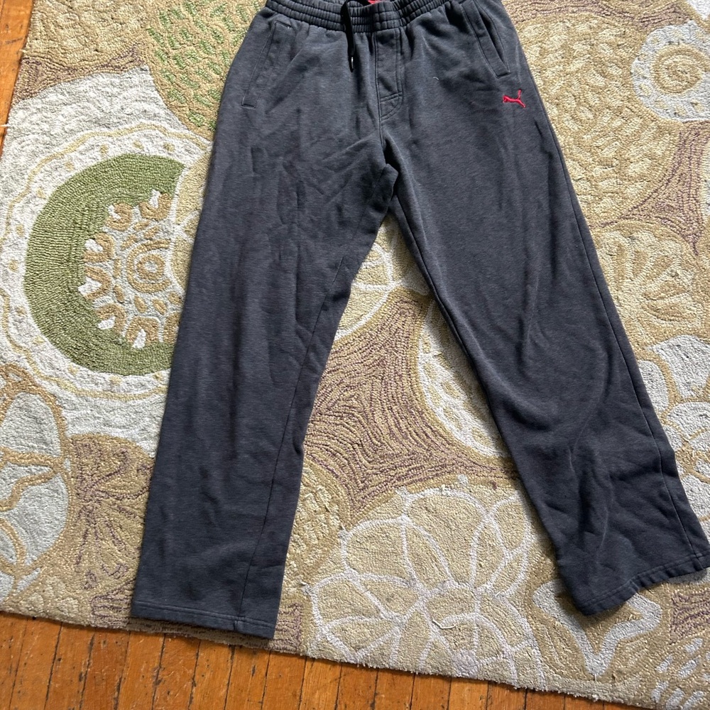 Puma Gray Joggers with Elastic Waistband and Tapered Legs